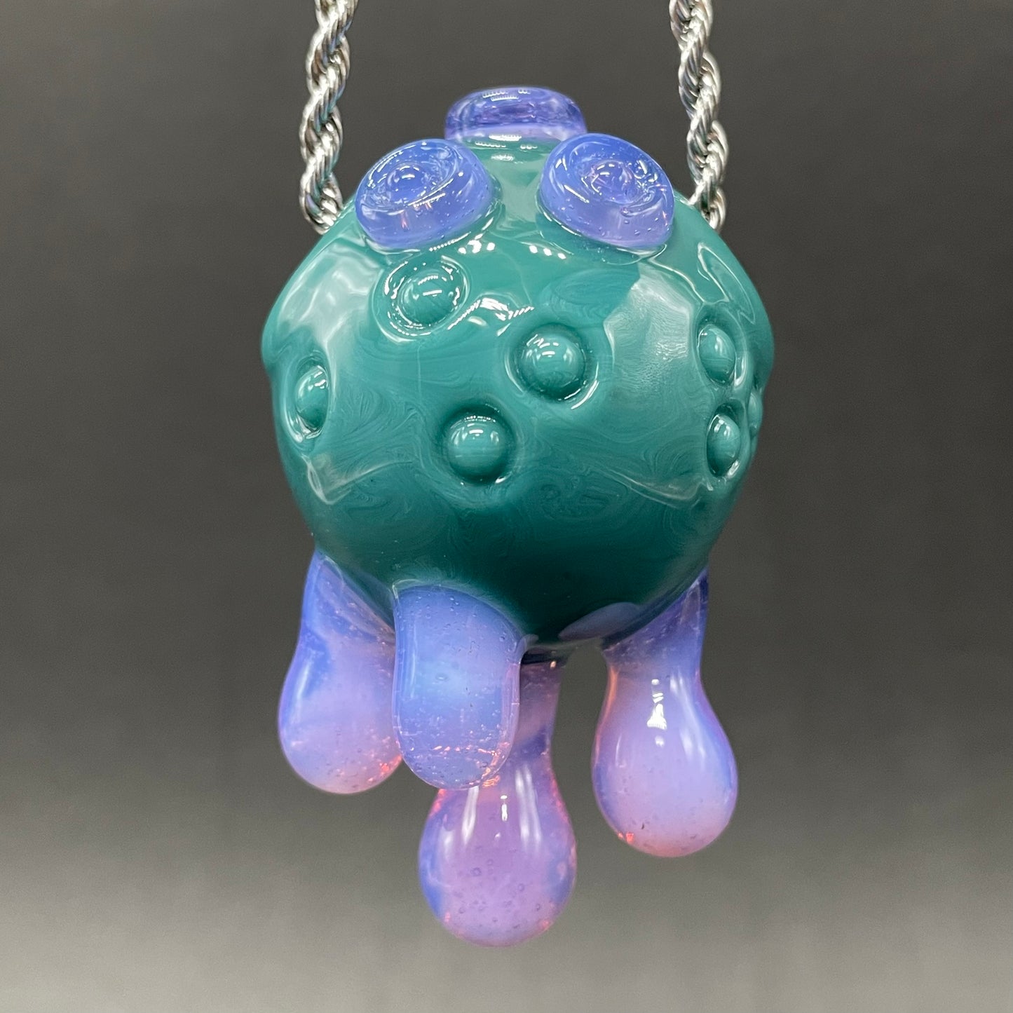 Dripping with sarcasm glass pendant by Leviathan Glass - artisan detail