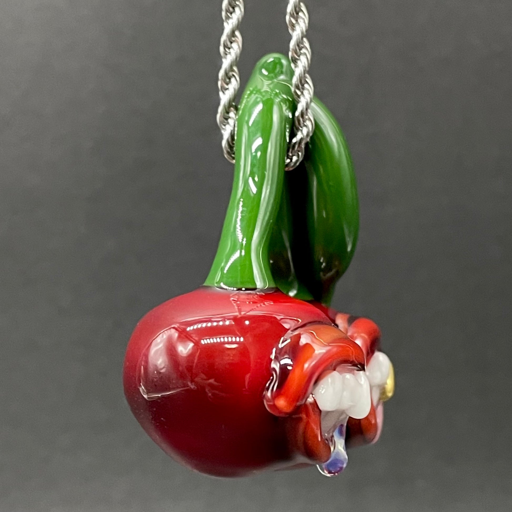 Artisan glass Cherry pendant - detailed craftsmanship