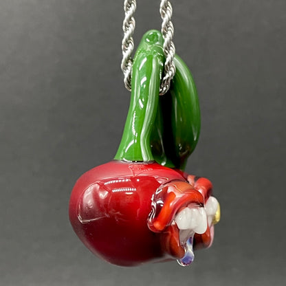 Artisan glass Cherry pendant - detailed craftsmanship