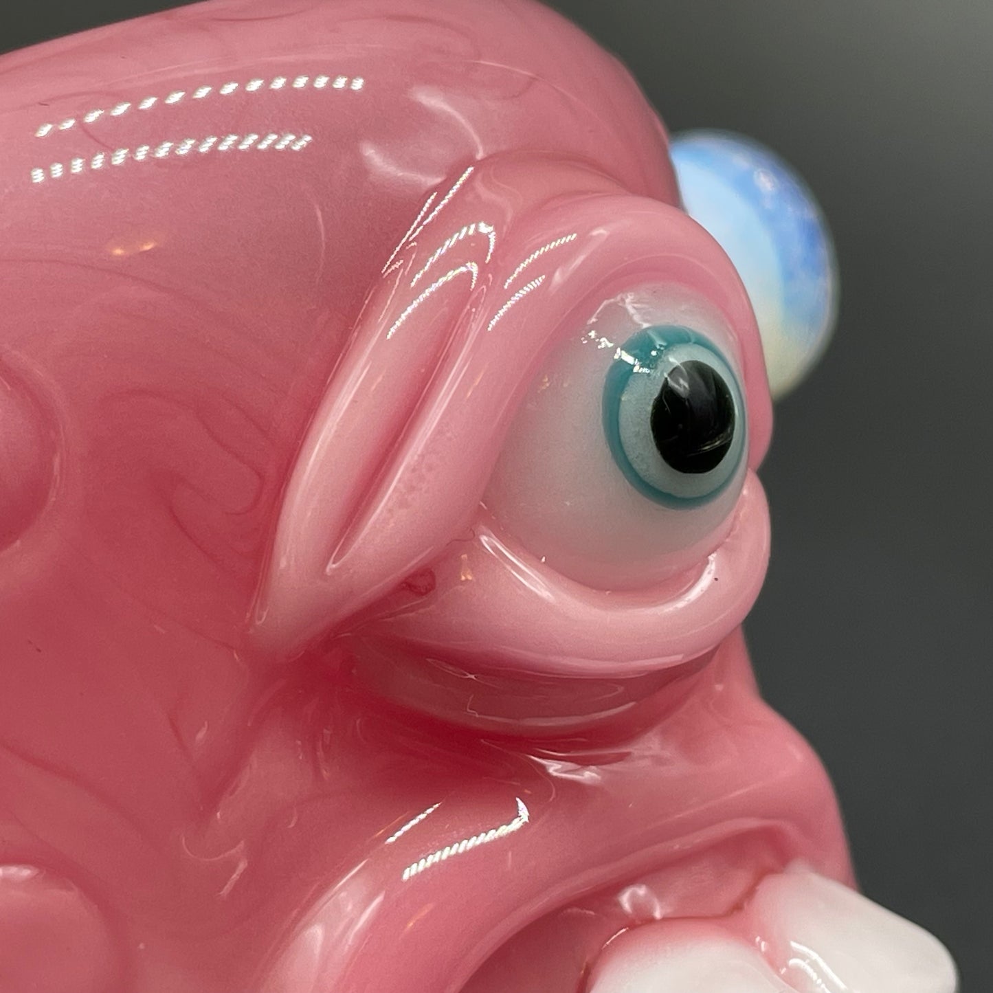 Hand-blown Pink evil eye bubbler - Leviathan Glass original