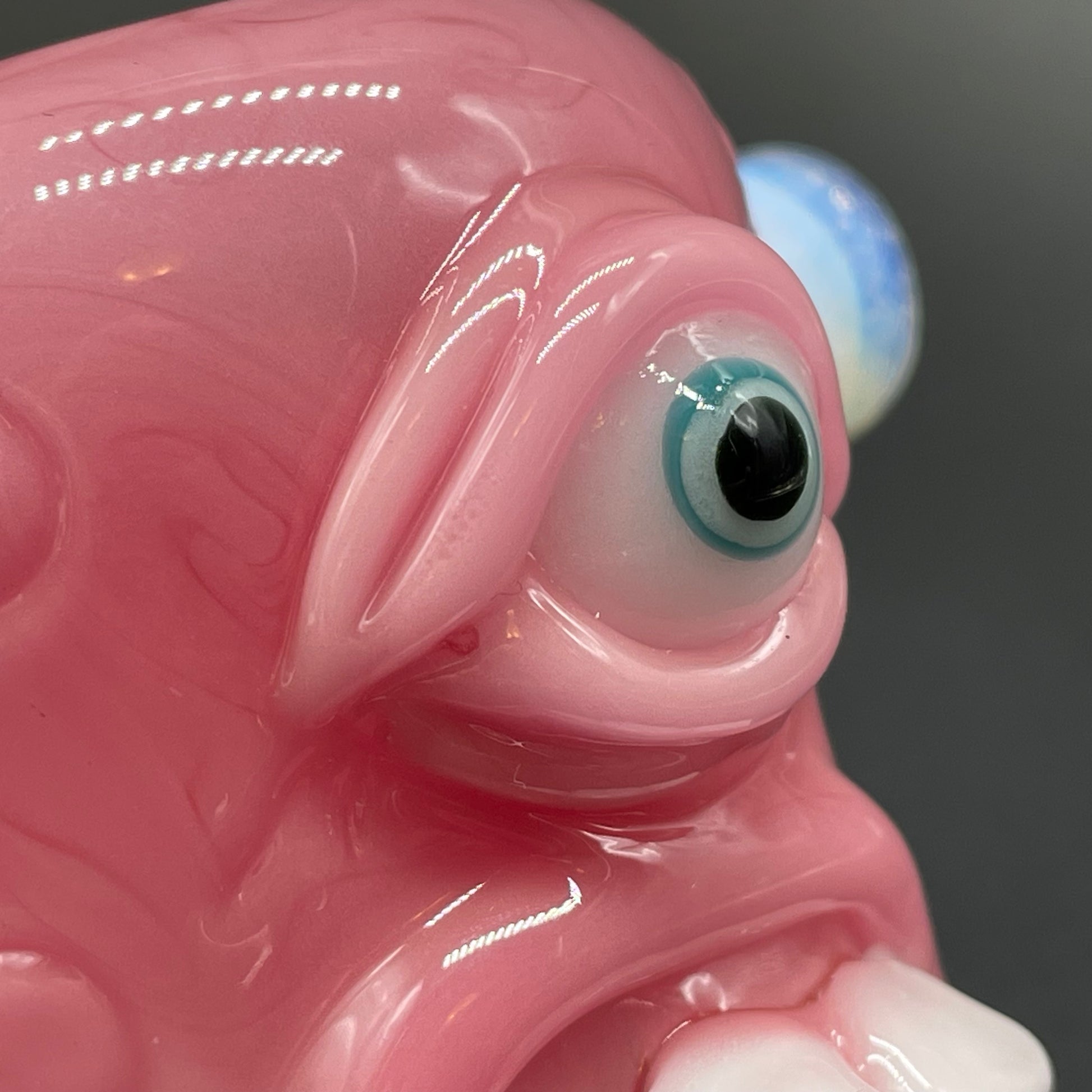 Hand-blown Pink evil eye bubbler - Leviathan Glass original