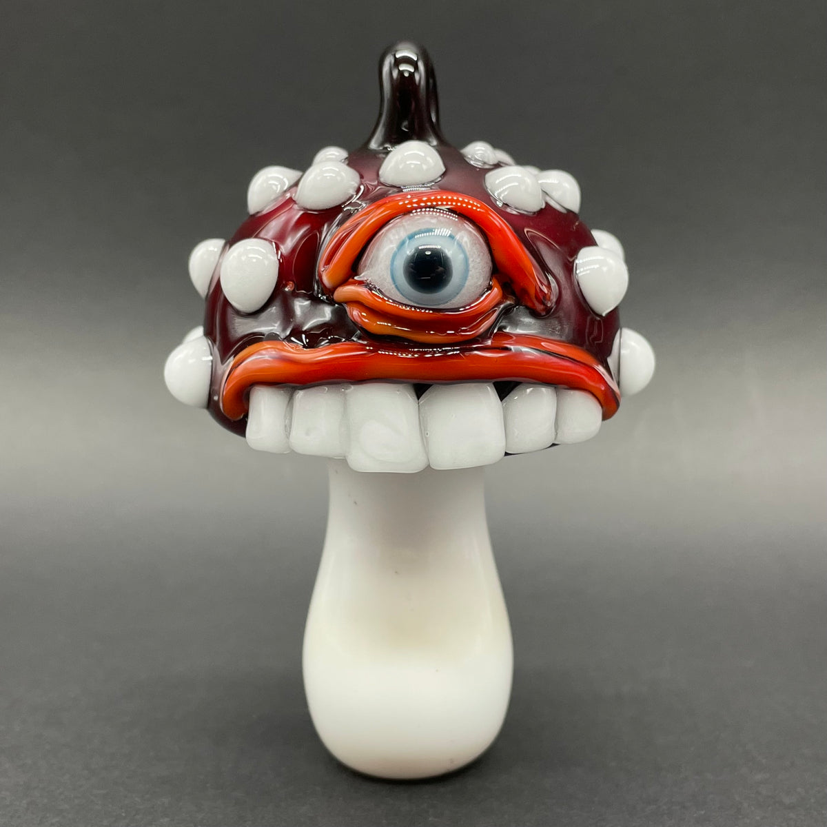 Cyclops mushroom ornament hand blown glass art - Leviathan Glass