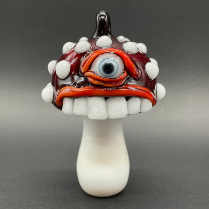 Cyclops mushroom ornament hand blown glass art - Leviathan Glass
