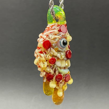 Hand-blown Two halves of one pizza friendship necklace - Leviathan Glass original