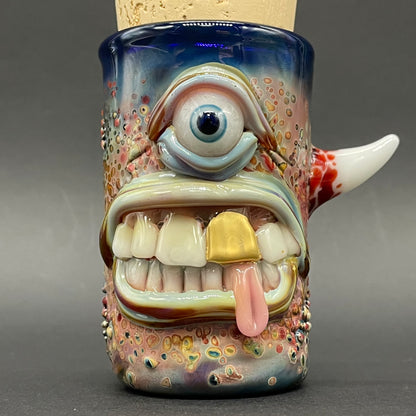 Cyclops cork jar detail view - premium glass art