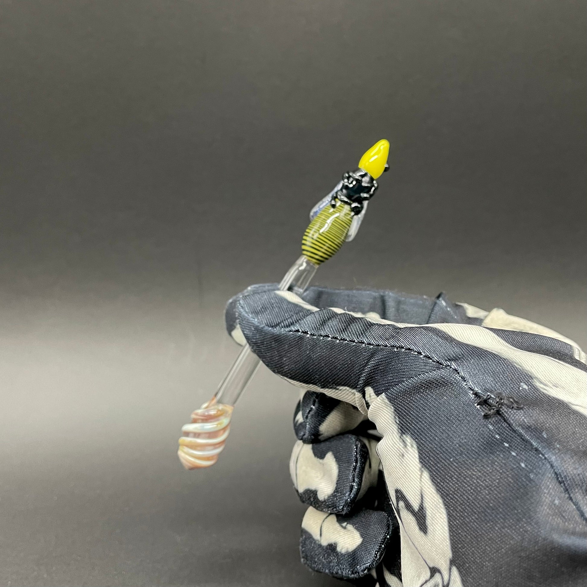Small glass Bee Honey Dipper detail view - premium glass art