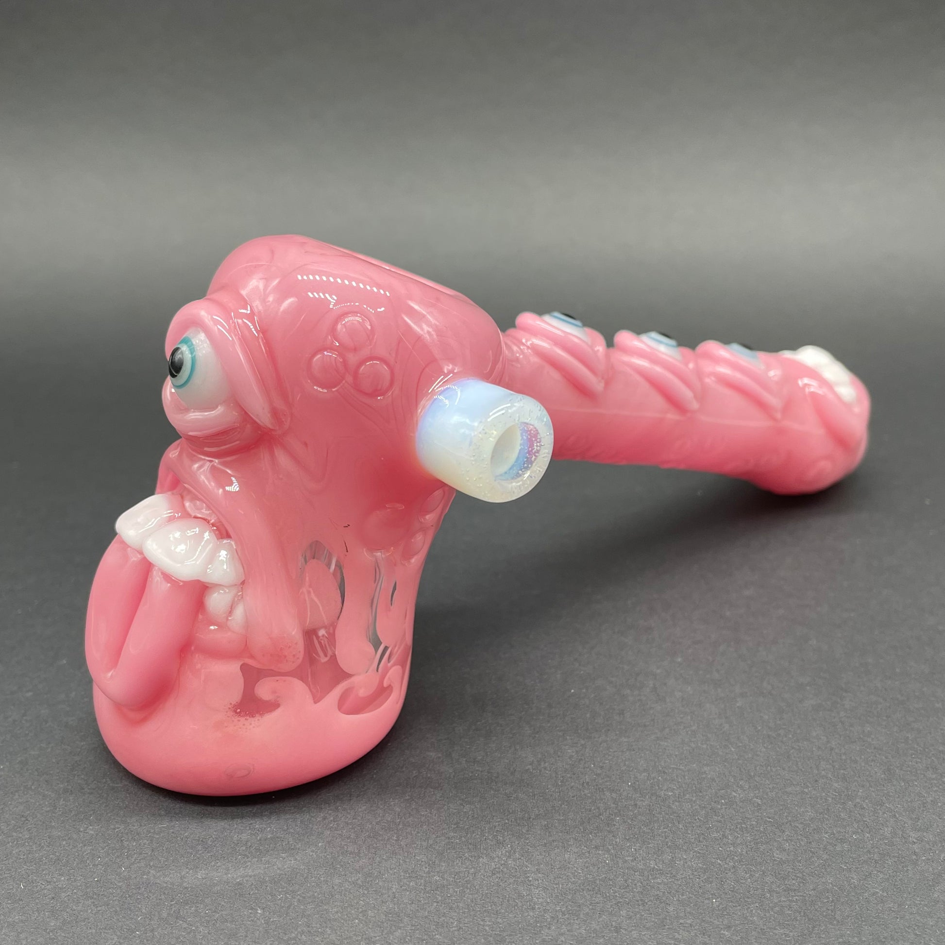 Hand-blown Pink evil eye bubbler - Leviathan Glass original