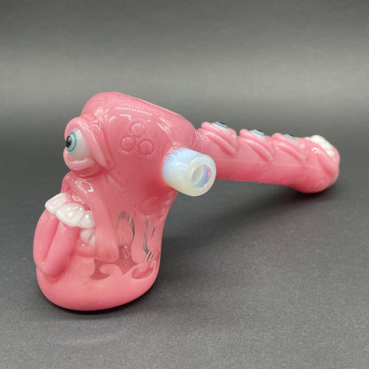 Hand-blown Pink evil eye bubbler - Leviathan Glass original