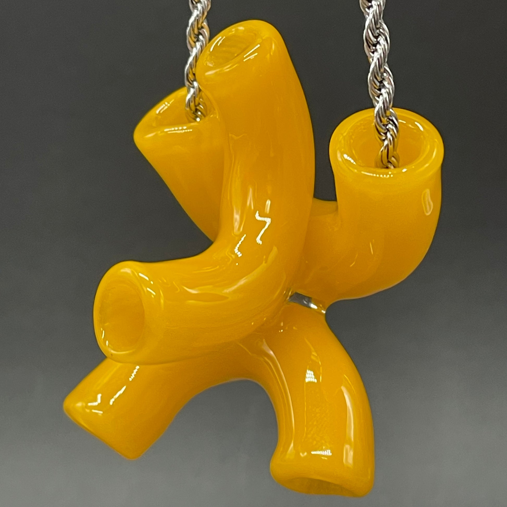 Macaroni and cheese necklace glass art - premium handcrafted piece