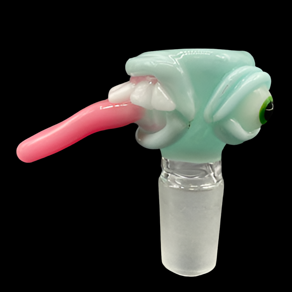 Hand-blown glass 18mm Sea Mist Tongue Slide by Leviathan Glass