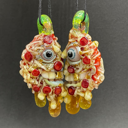 Leviathan Glass Two halves of one pizza friendship necklace - hand-blown art