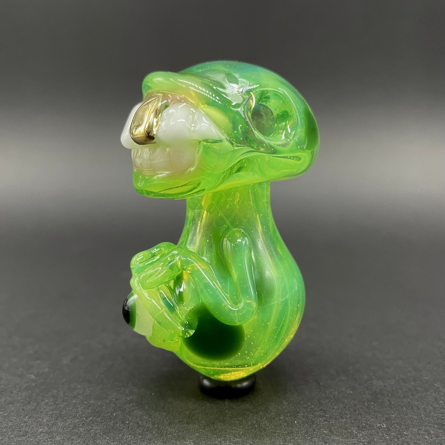 Green slime mushroom monster glass art - premium handcrafted piece