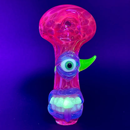 Hand-blown UV inside out spoon - Leviathan Glass original