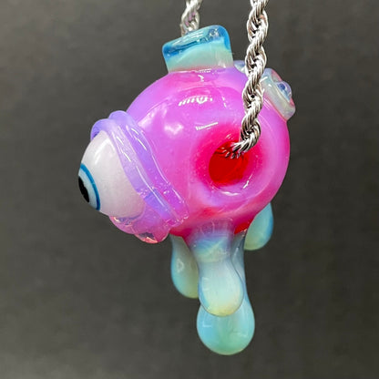 Drippy cyclops glass pendant glass art - premium handcrafted piece