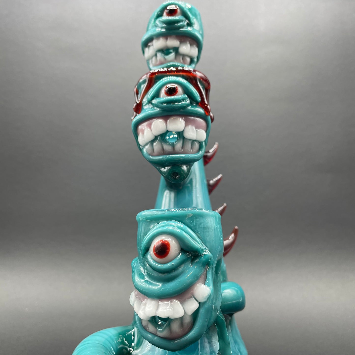 3 headed downdraft incense burner glass art - premium handcrafted piece