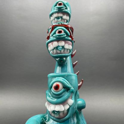 3 headed downdraft incense burner glass art - premium handcrafted piece