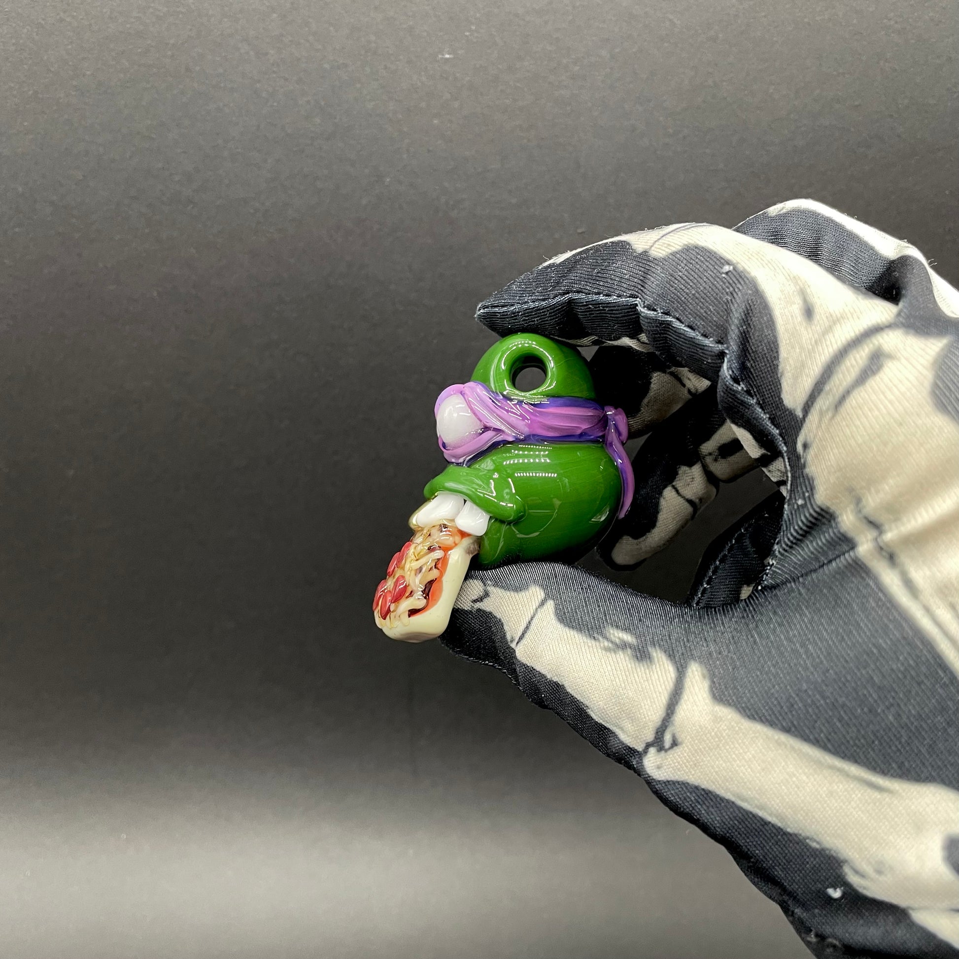 Hand-blown Glass Donatello ninja turtle pendant - Leviathan Glass original