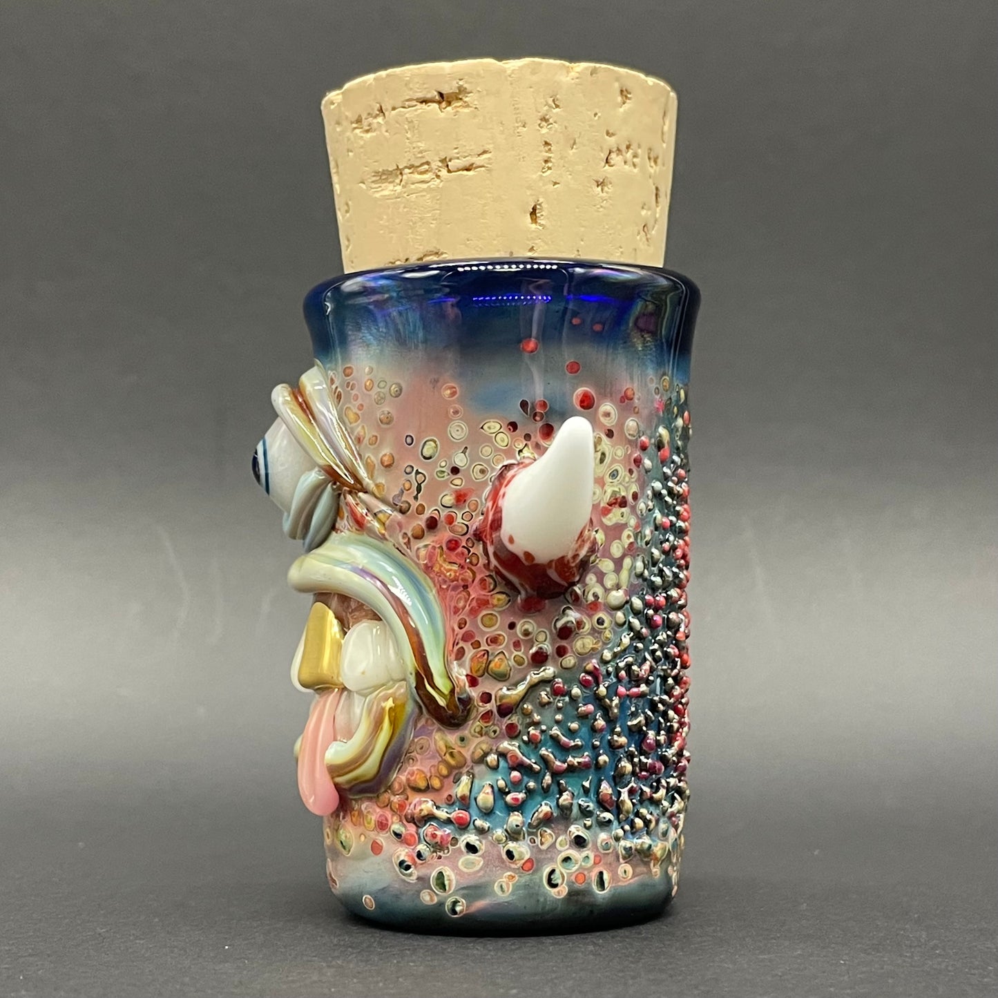 Cyclops cork jar by Leviathan Glass - artisan detail