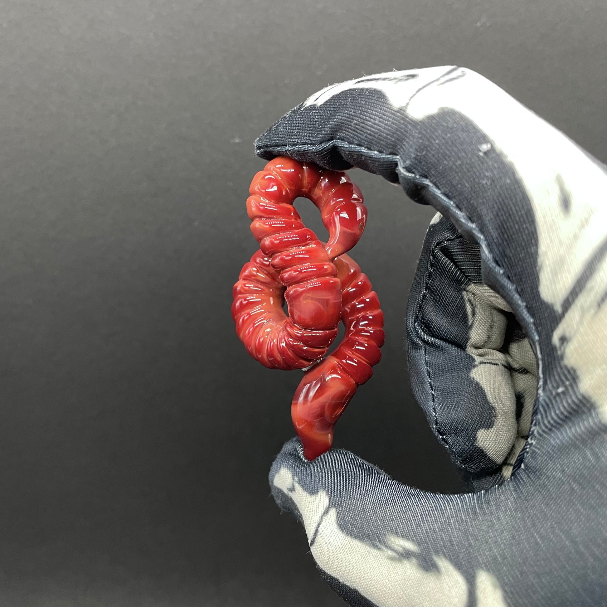 Hand-blown glass earthworm pendant - Leviathan Glass original