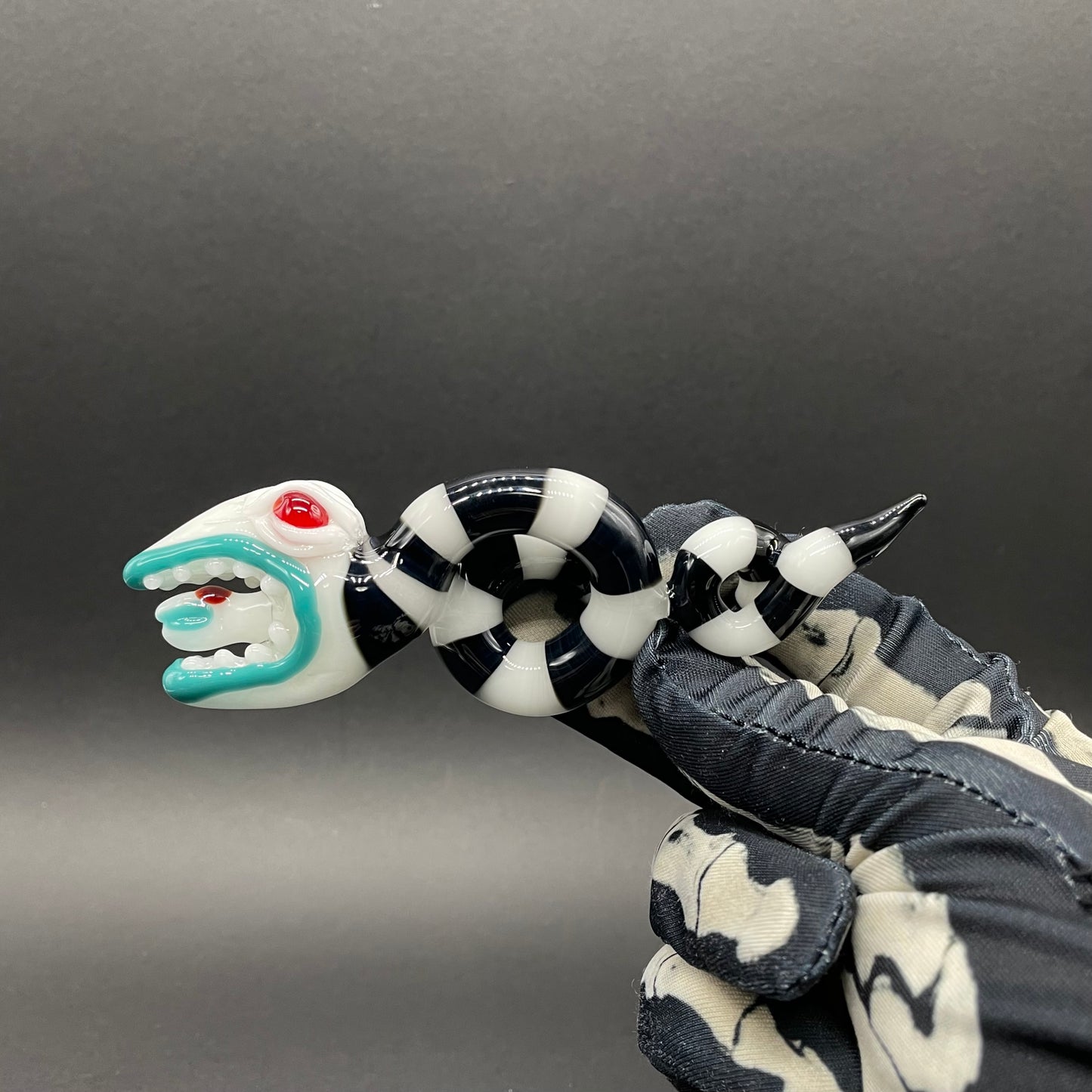 Hand-blown Beetlejuice Inspired solid glass Sandworm  Sculpture - Leviathan Glass original