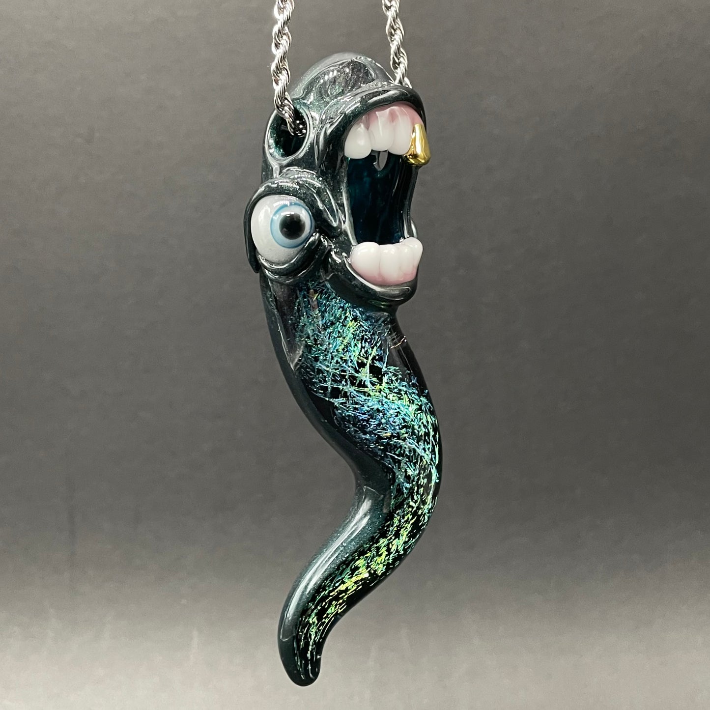 Leviathan Glass Dichroic tentacle pendant - hand-blown art