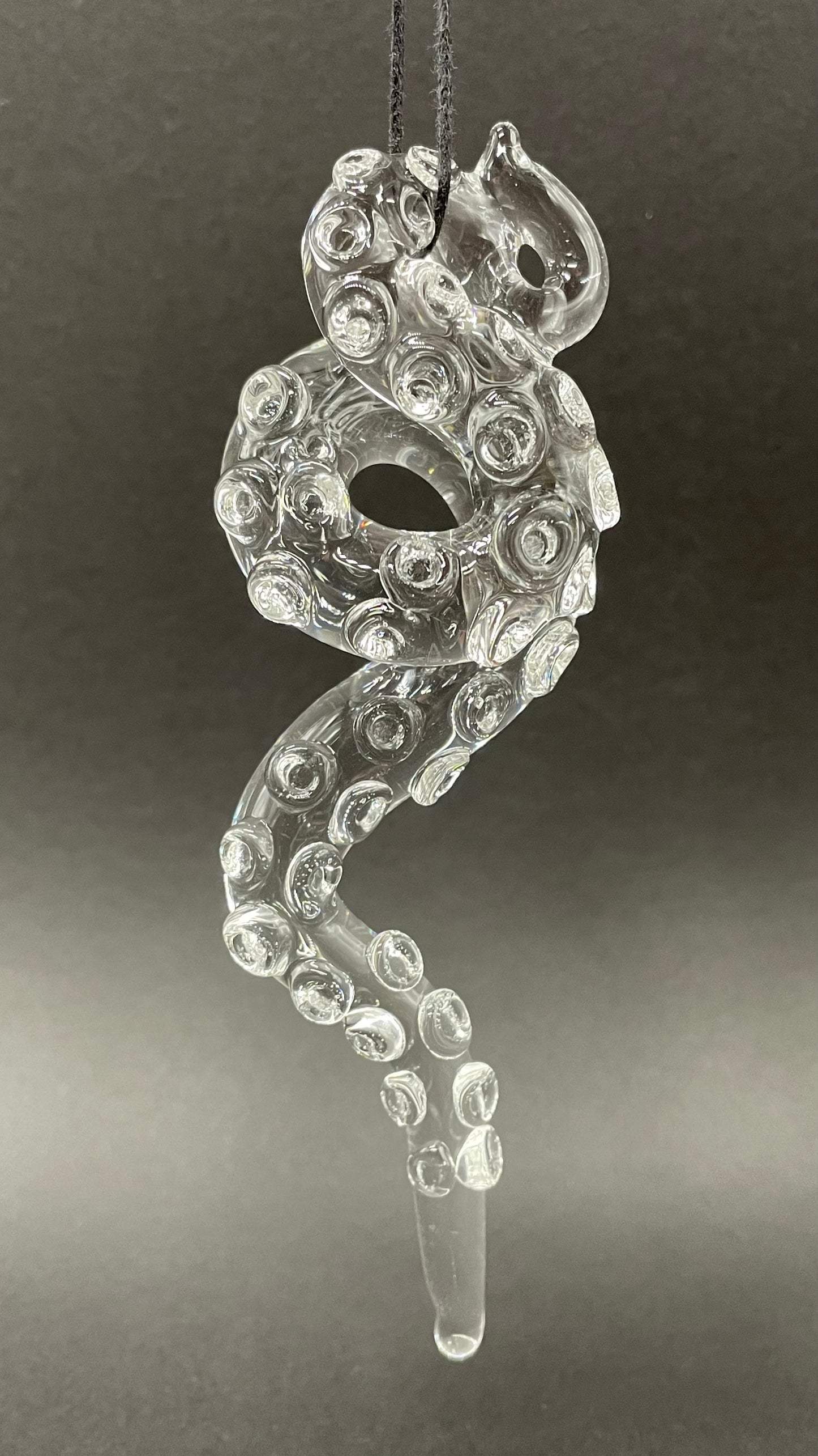 Leviathan Glass 3 clear tentacle ornaments - hand-blown art
