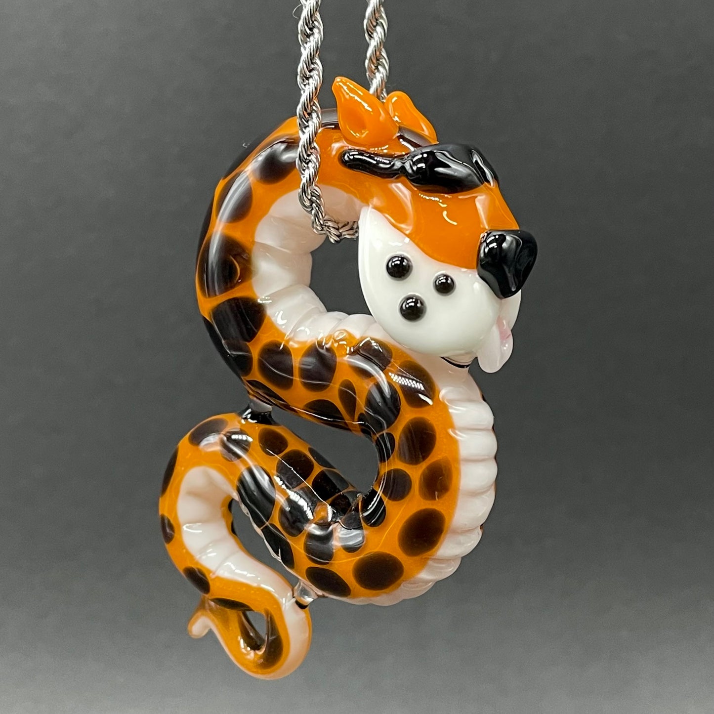 Leviathan Glass Slithering Chester Cheetah glass pendant - hand-blown art