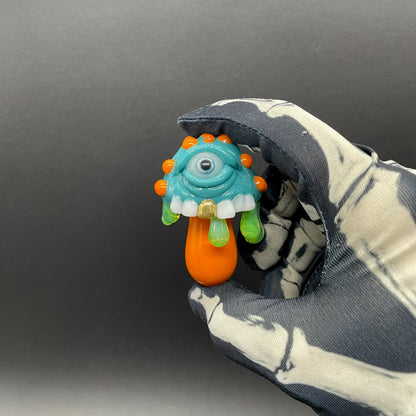 About last night glass mushroom pendant detail view - premium glass art