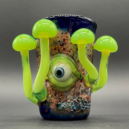 Green slime mushroom shot glass hand blown glass art - Leviathan Glass