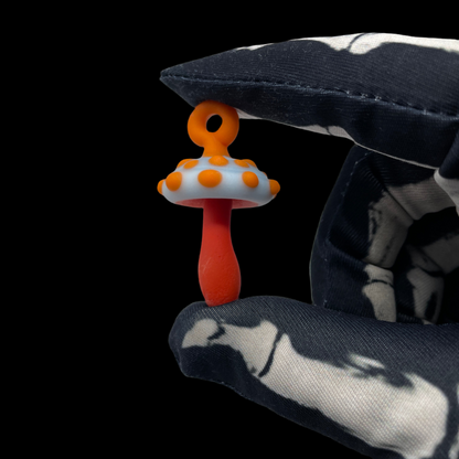 Hand-blown glass Orange mushroom pendant by Leviathan Glass