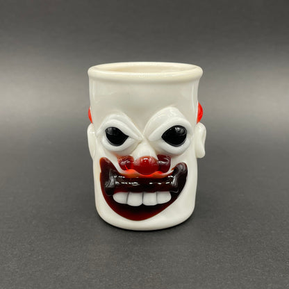 Hand-blown glass Nightmare fuel Evil clown shot glass by Leviathan Glass