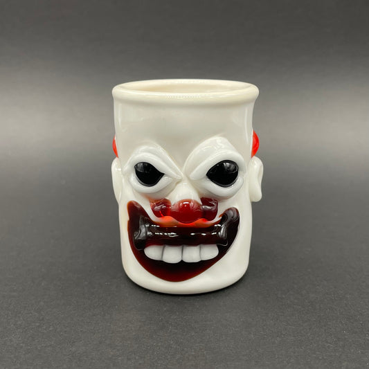 Hand-blown glass Nightmare fuel Evil clown shot glass by Leviathan Glass