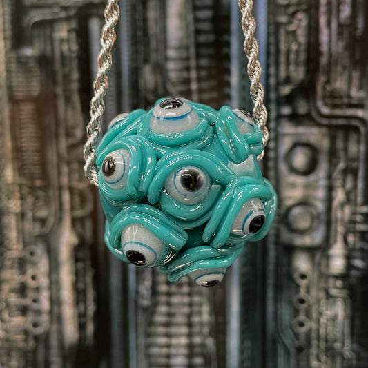 Agua azule Argus pendant hand blown glass art - Leviathan Glass