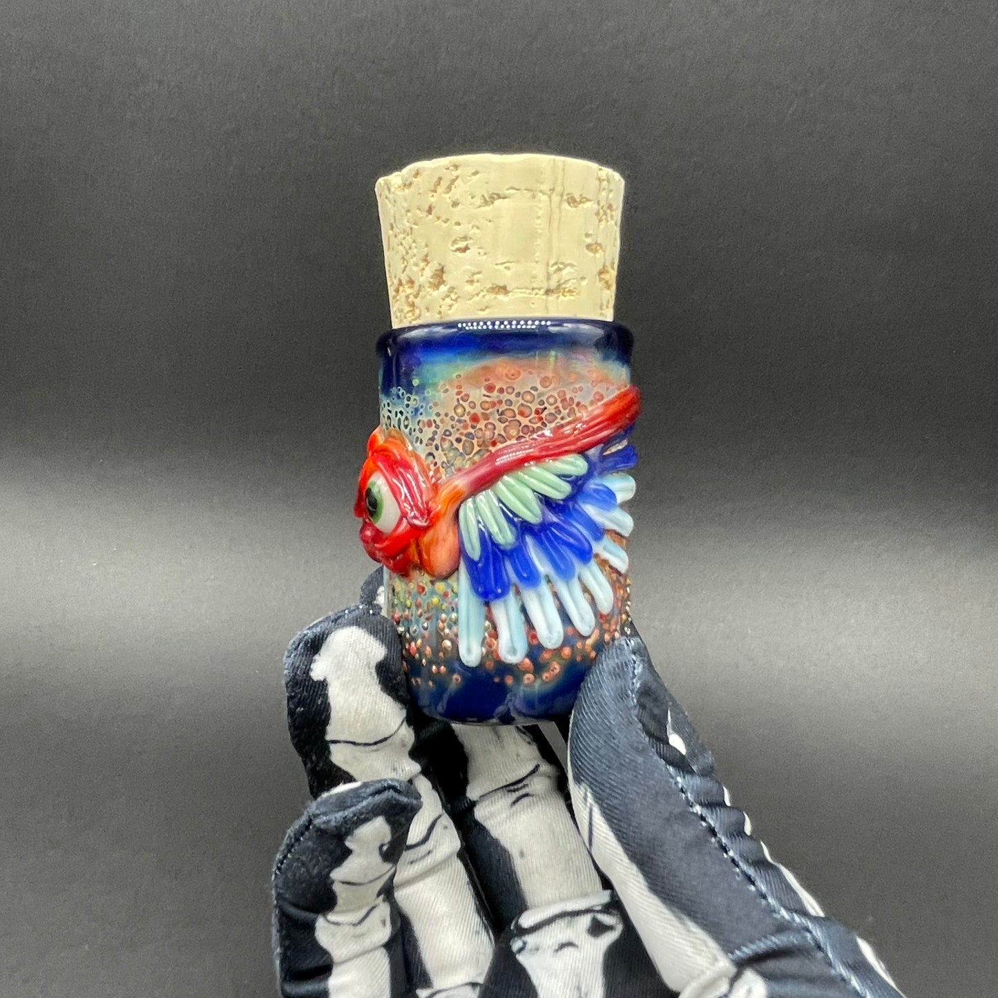 Winged phoenix cork jar glass art - premium handcrafted piece
