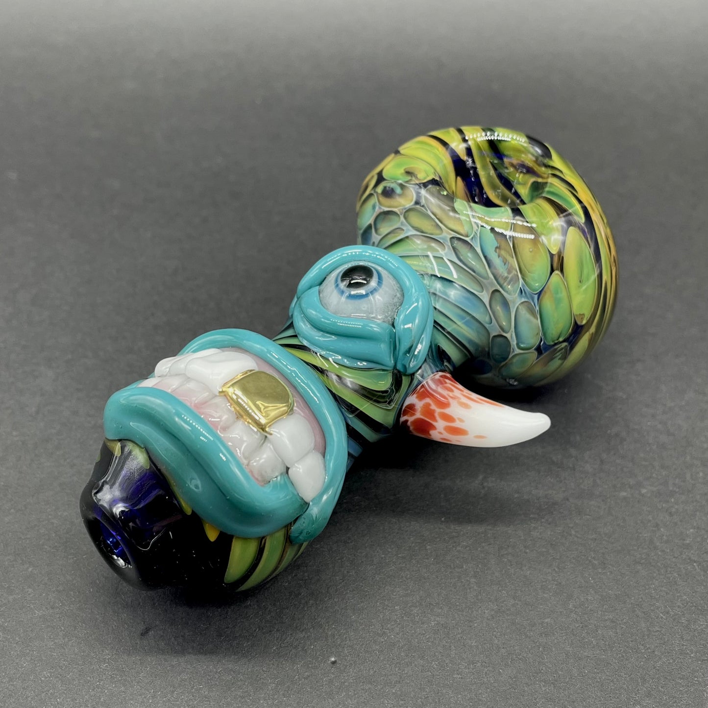 Gold Fumed Cyclops Spoon craftsmanship - artisan glass work