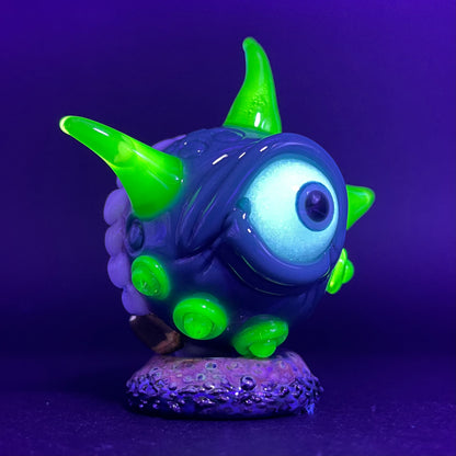 Hand-blown Hungry Dichroic marble - Leviathan Glass original