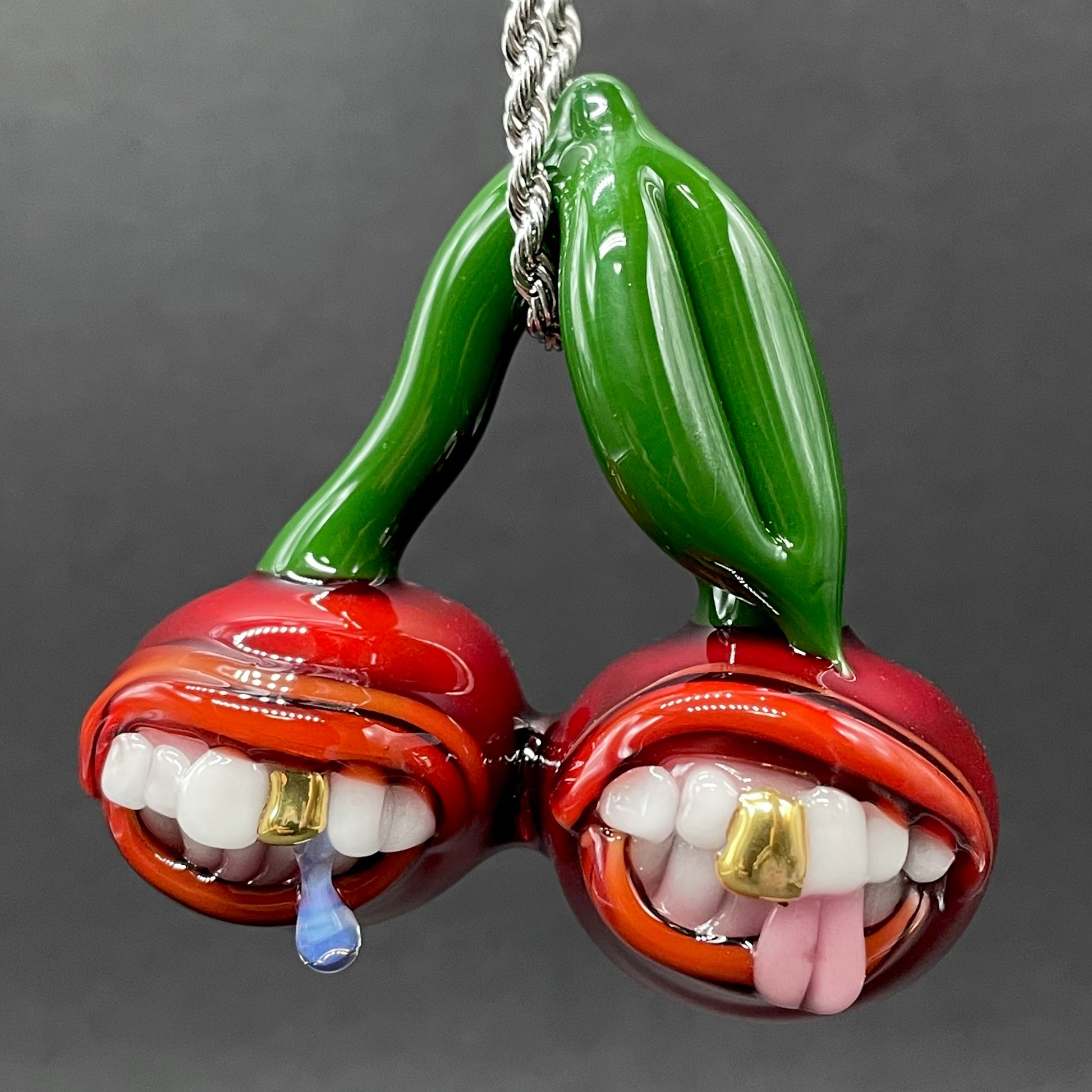 Close-up of Cherry pendant - handcrafted glass