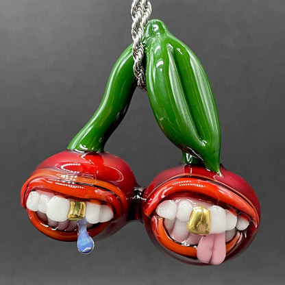 Close-up of Cherry pendant - handcrafted glass