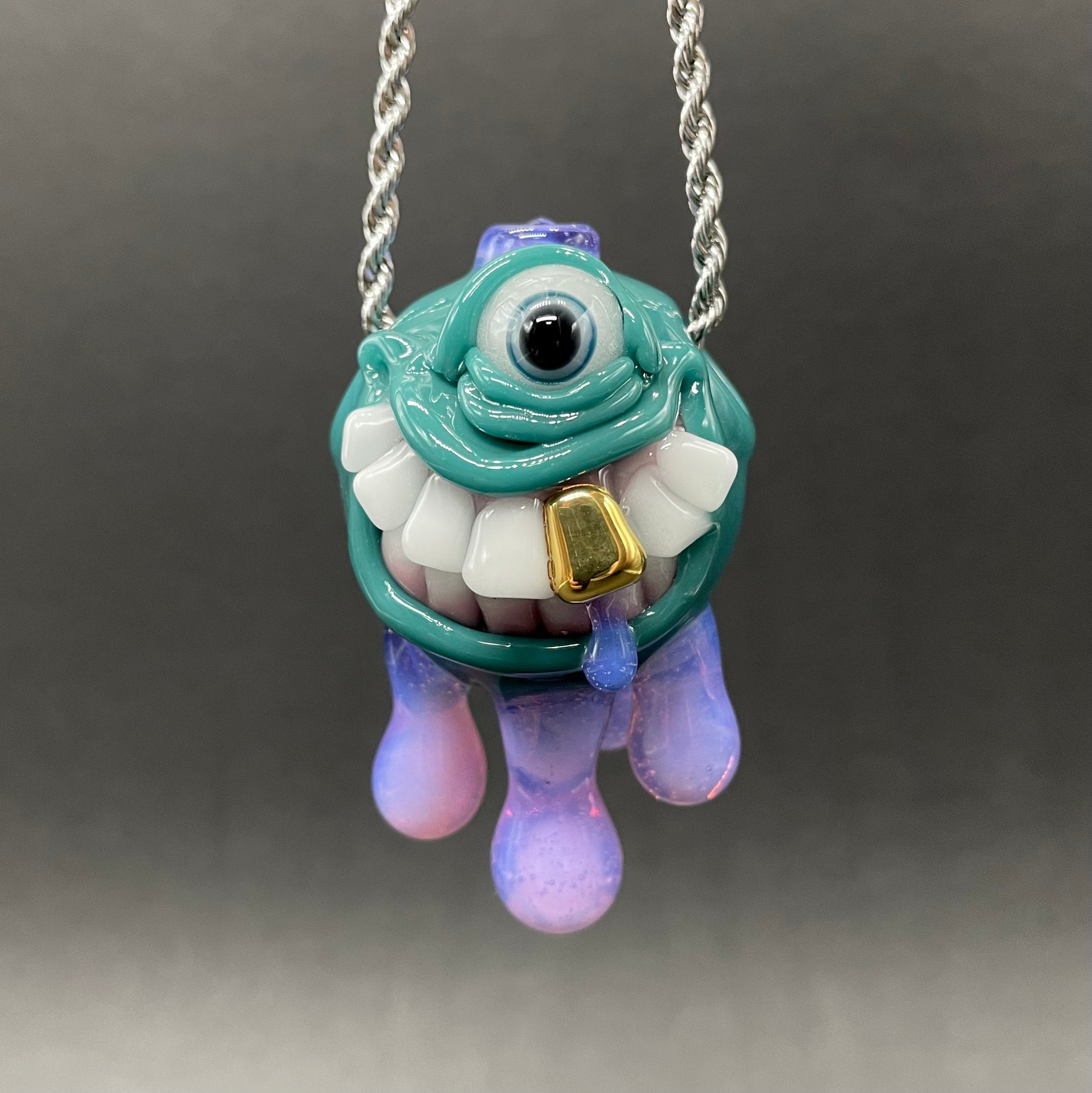 Hand-blown glass Dripping with sarcasm glass pendant by Leviathan Glass