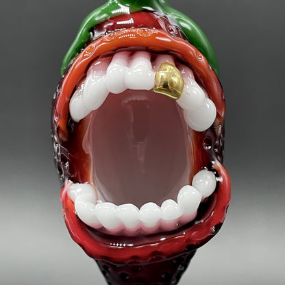 Screaming strawberry glass pendant