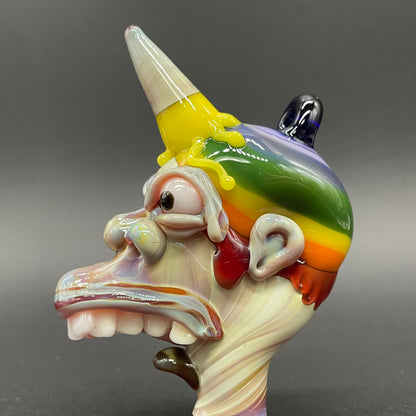Close-up of Ice cream kid glass pendant - handcrafted glass