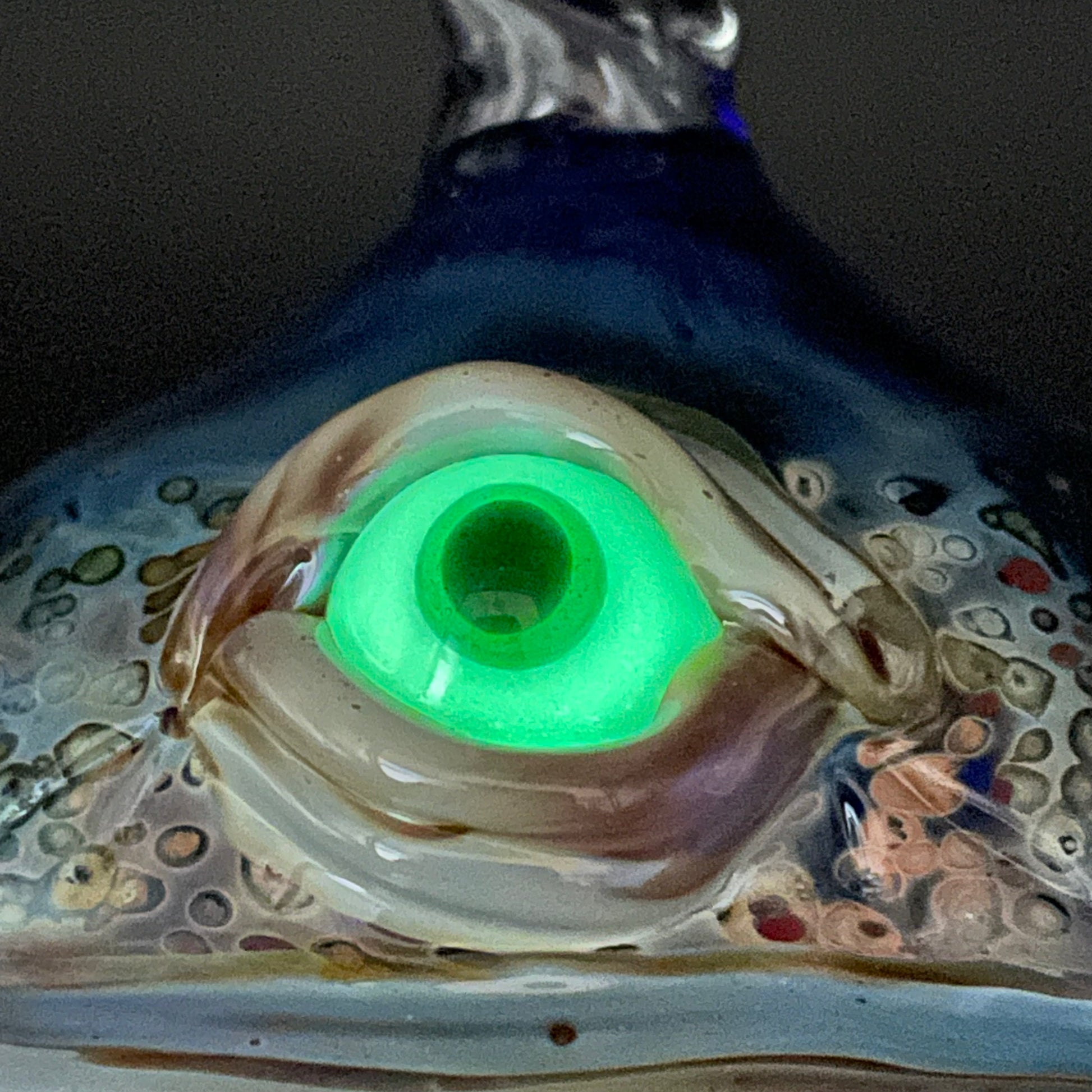 Beware I Bite Ornament by Leviathan Glass - artisan detail