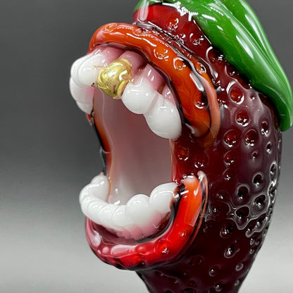 Screaming strawberry glass pendant