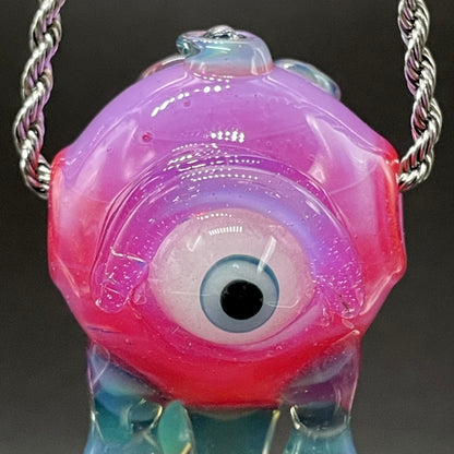 Drippy cyclops glass pendant hand blown glass art - Leviathan Glass