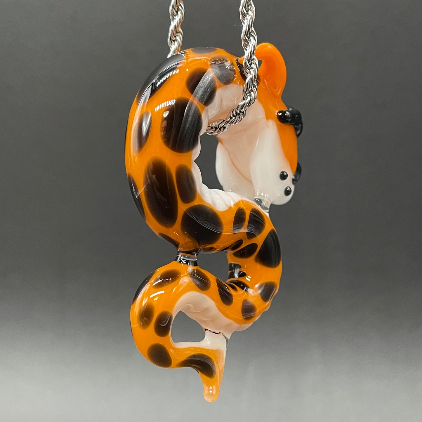 Slithering Chester Cheetah glass pendant