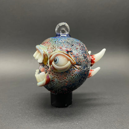 Hand-blown glass Screaming cyclops ornament by Leviathan Glass