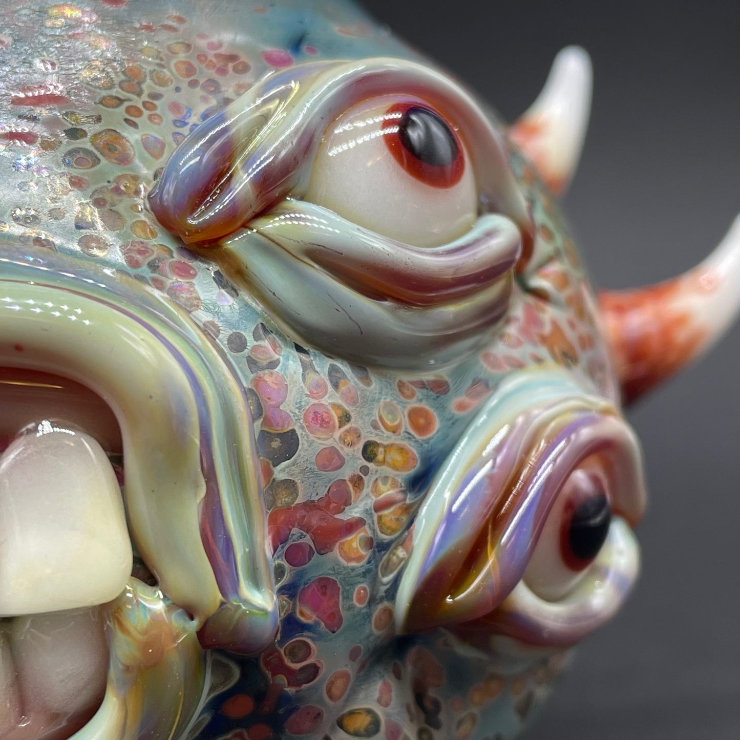 Artisan glass Large bizarre glass cork jar - detailed craftsmanship