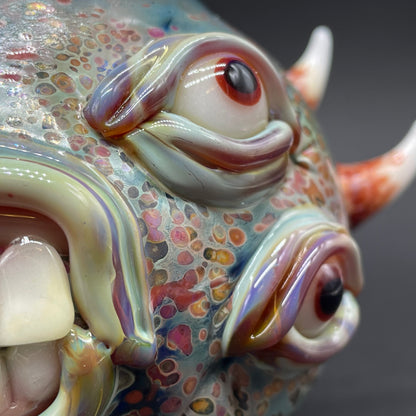 Artisan glass Large bizarre glass cork jar - detailed craftsmanship
