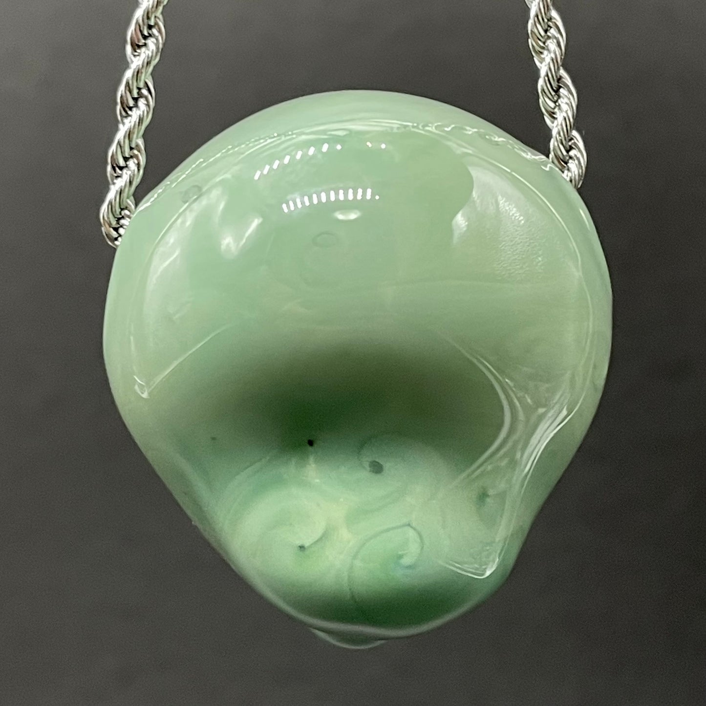 Time manipulating three eye glass alien pendant