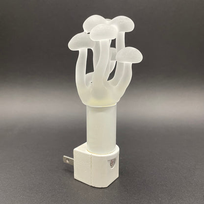 Mushroom, frosted clear glass led night light.